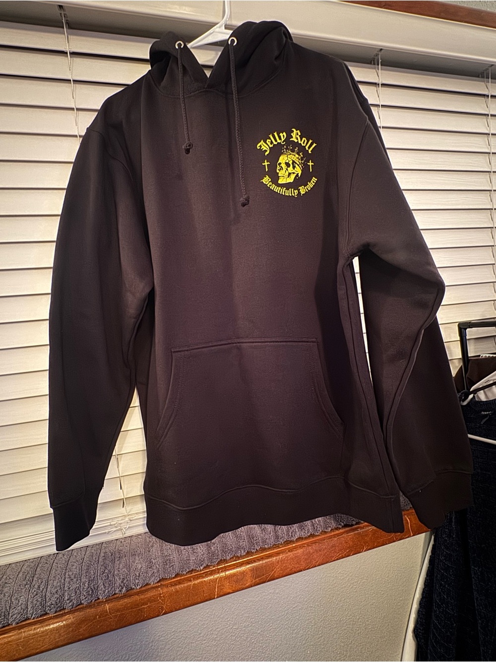 Head Black Pullover Hoodie with White Tag Logo
